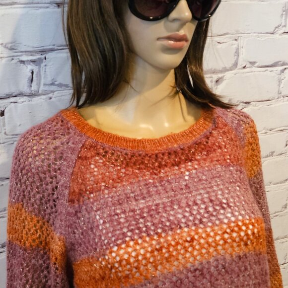 CLEO - Beautiful open knit sweater (burnt orange/raspberry with gold threading) - Picture 9 of 9